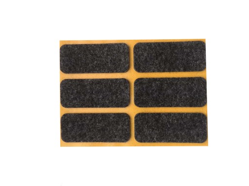 PLSTENÉ PODLOŽKY na stoličky, nábytok, stoly, ČIERNA, samolepiace, 25 mm x 60 mm