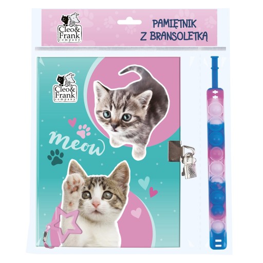 Denník PopIt Cats s visiacim zámkom a náramkom