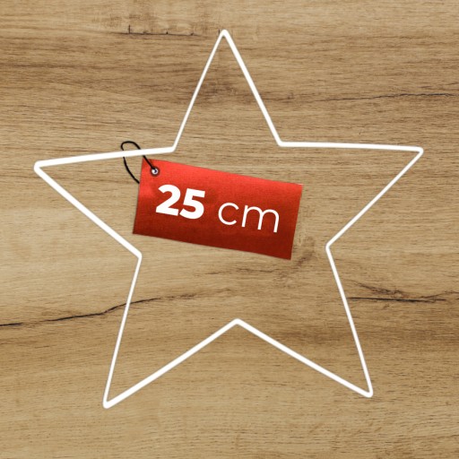 BIELA kovová hviezda, 25 cm, s drôteným podstavcom