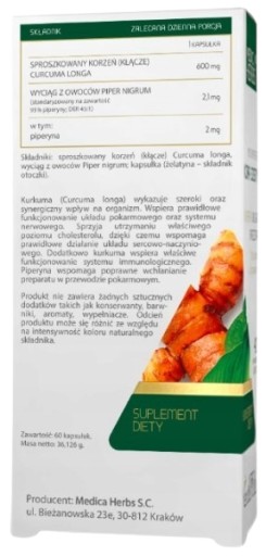 KURKUMA a PIPERÍNA kurkuma KURKUMA Medica Byliny Imunita pre krvný obeh