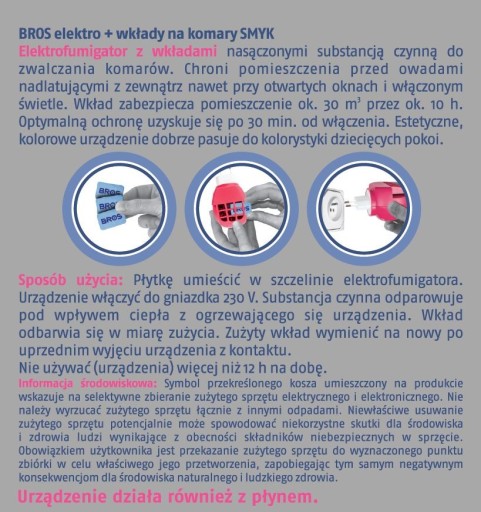 Elektrofumigátor pre komáre a muchy pre deti + NÁDOBKY (10 ks) BROS EFEKTÍVNE