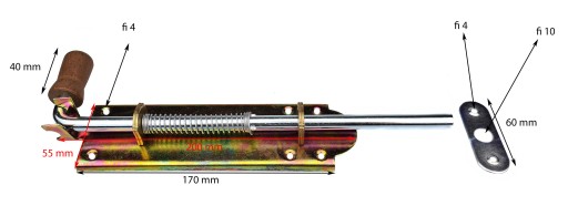 PRUŽINOVÁ ZÁPADKA DVERÍ, ŠÍRKA 200 mm
