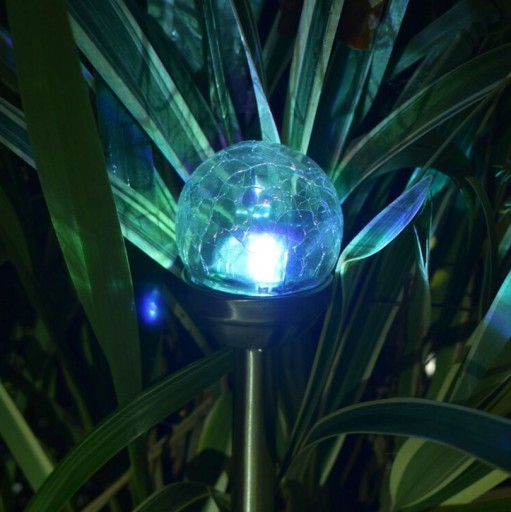 Záhradné solárne svietidlo KULA z matného SKLA, 2 LED, biela/farba P-482