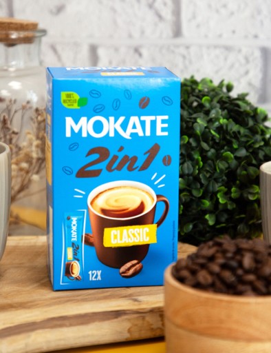 Kávový nápoj 2v1 2v1 instantná mokate kávová zmes 12 vrecúšok