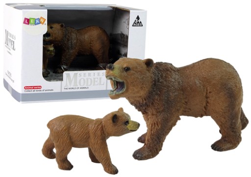 Sada 2 figúrok medveďa grizzlyho a mláďatka