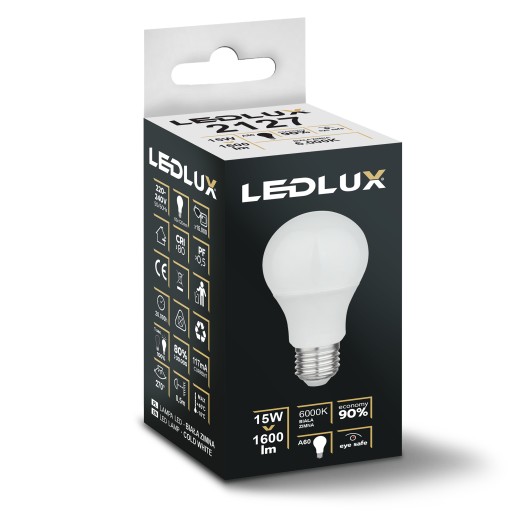 E27 LED žiarovka 15W = 120W SMD 6000K studená Premium LEDLUX nebliká