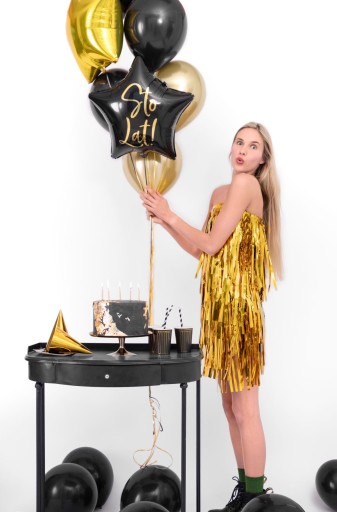 Narodeninový balón STAR Happy Birthday, čierny, 40 cm, na HEL