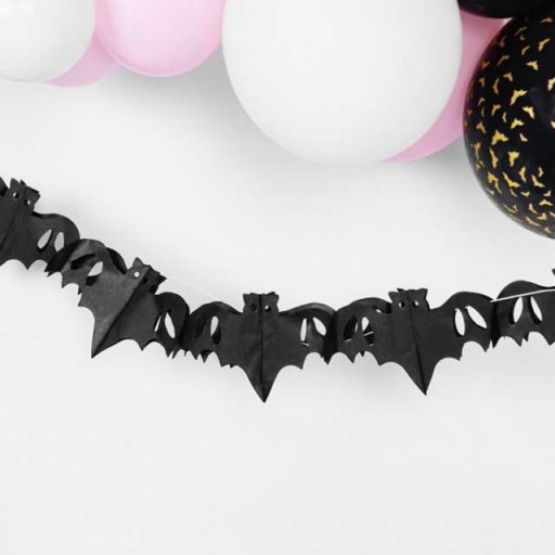 Hodvábny papier GIRLAND BATS čierny HALLOWEEN 4m