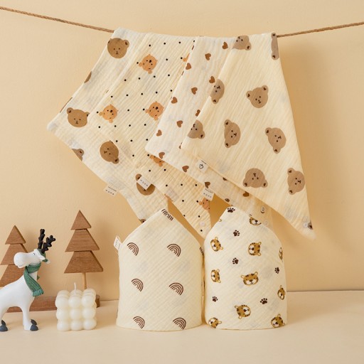 Detský podbradník Teddy Bear Bavlnené podbradníky na prerezávanie zúbkov 1 ks