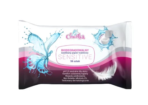 CHWILKA MOISTURIZED SENSITIVE biodegradovateľný toaletný papier, 56 kusov