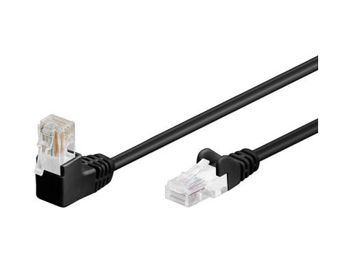 LAN UTP CAT 5e sieťový kábel 1x 90° Čierny 0,5m