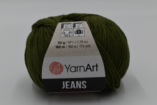YARNART JEANS 82 armádna zelená priadza