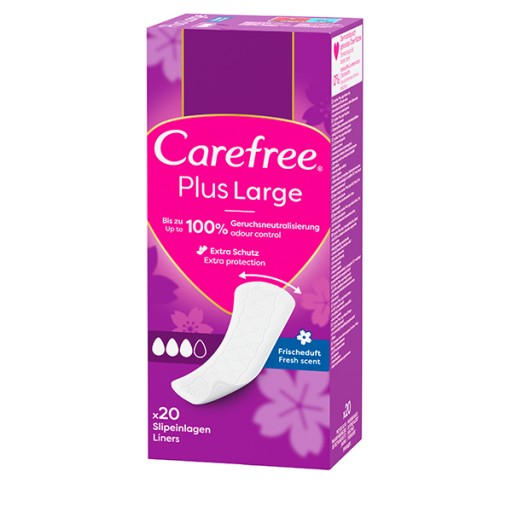 CAREFREE Plus Veľké hygienické vložky svieža vôňa 20 ks