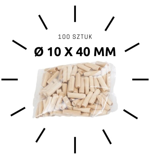 100 x Hmoždinka do nábytku z bukového dreva Ø 10 x 40 mm