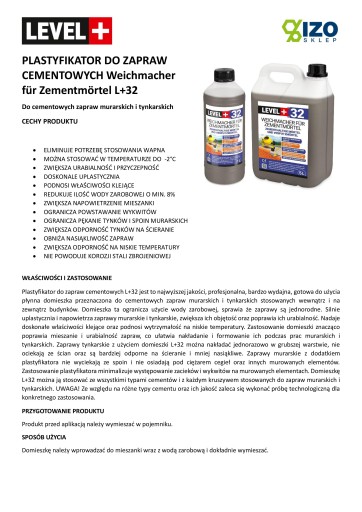 Plastifikátor do cementových mált 1 L L+32