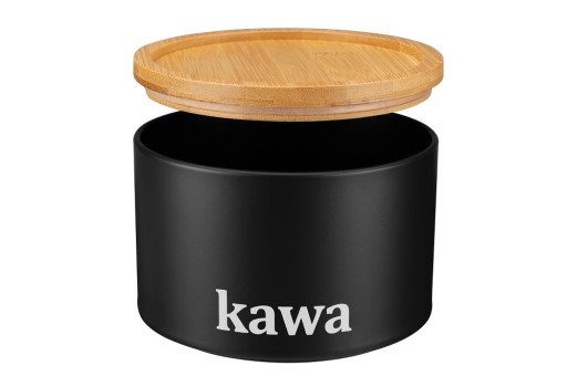 Kovová nádoba s bambusovým krytom KAWA čierna