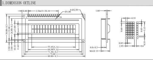 LCD displej 1602 2x16 modrý HD447804