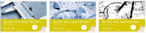 Interdruk A4 milimetrový blok 20 listov x 3