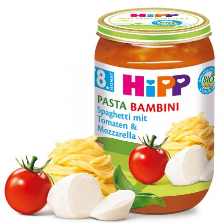 Hipp Bio Špagety Paradajky Mozzarella 8m 220g