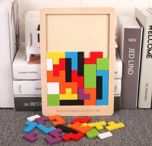 TETRIS PUZZLE DREVENÉ BLOKY MONTESSORI BLOCKS 3D LOGICKÁ HRA