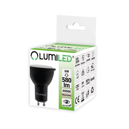 LED žiarovka Ekonomická Odolná GU10 6W 230V 120° 4000K Neutrálna biela