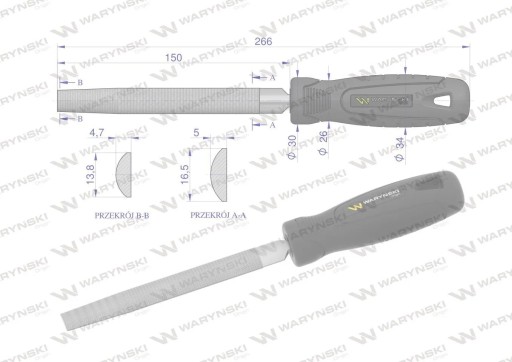 Polkruhový pilník 150 mm Waryński