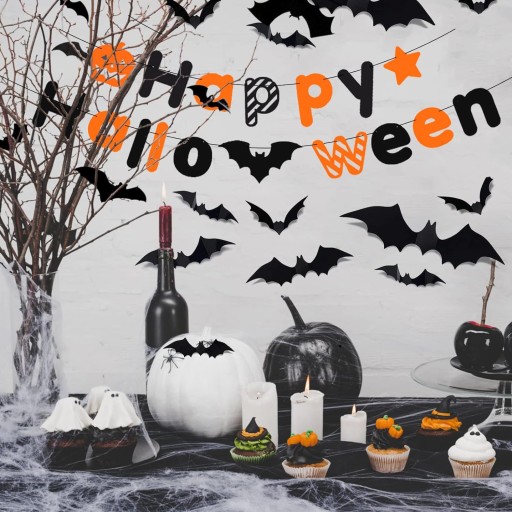 SÚPRAVA HALLOWEENSKÝCH DEKORÁCIÍ HAPPY HALLOWEEN NETOPIEROV