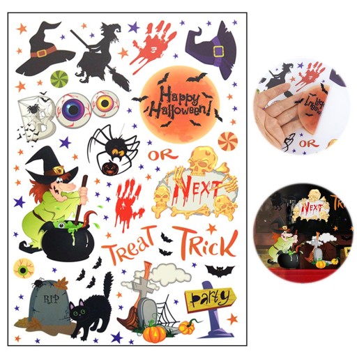 NÁLEPKY SAMOLEPÍCIE NÁLEPY NA OKENNÉ ZRKADLOVÉ HALLOWEENSKÉ ČARODEJKY