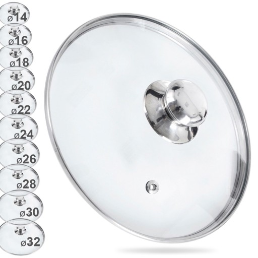 SKLENENÁ pokrievka, univerzálna pokrievka na hrnce, panvice, panvice, 26 cm