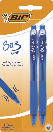 Bu3 Grip modré automatické guľôčkové pero 2ks Bic