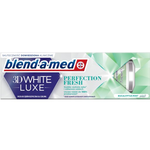 BLEND-A-MED 3D WHITE LUXE ZUBNÁ PASTA DOKONALOSŤ Svieža eukaliptová mäta