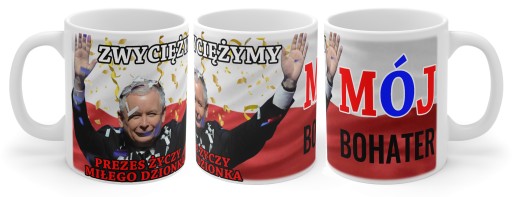 PREZIDENT JAREK KACZYŃSKI HRNČEK S Vtipnou POTLAČOU