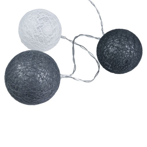 LED girlanda, 12 x biela a šedá guľa, 2 x AA, 1,5 m