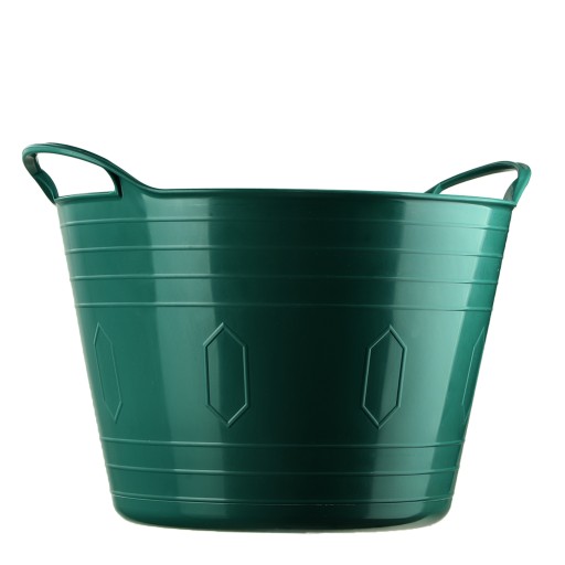 FLEXIBILNÝ PLASTOVÝ KOŠÍK NA PRÁDLO, UNIVERZÁLNY, 15L, ZELENÉ RÚČKY