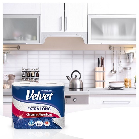 Velvet EXTRA DLHÁ papierová utierka, NAJDLHŠIA, celulózová - 2 rolky