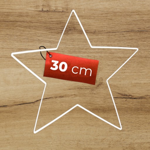 Kovová hviezda BIELA 30 cm drôtená obruč
