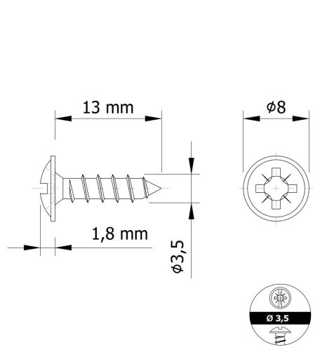 Skrutky do tvrdeného dreva 3,5 x 13 mm s podložkou