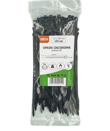 KABELOVÉ VIAZAČKY UV ČIERNA 3,6X200