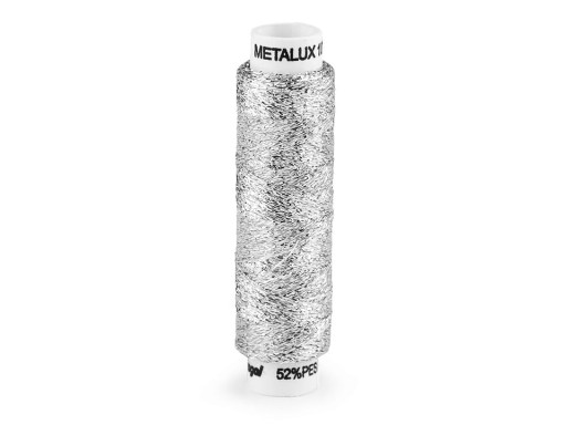 METALUXOVÉ ZÁVITY, metalizované STRIEBORNÉ, 100 m závit