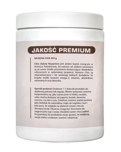 CHIA SEMIENKA Šalvia španielska VLÁKNINA 100% bio - 500 g