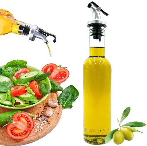 SKLENENÁ FĽAŠA S NÁPLŇOU A DÁVKOVAČOM NA OLIVOVÝ OLEJ VÍNNY OCOT 250ml