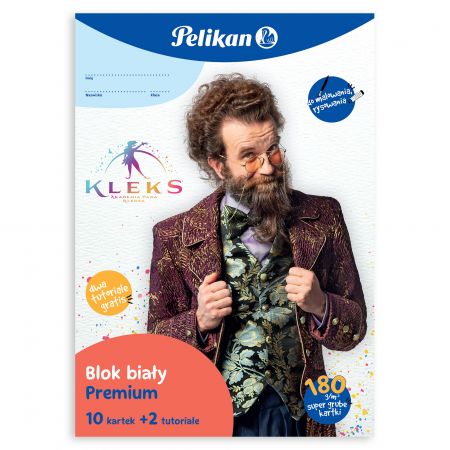 Prémiový biely blok 180g super hrubé listy papiera AKADÉMIA PÁNA KLEKS 10 listov + 2