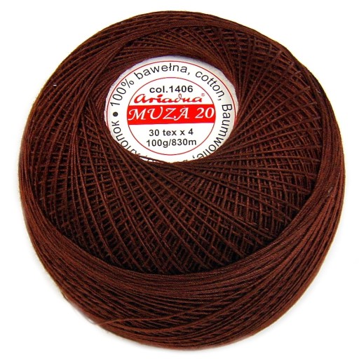 Cordonka MUZA 20 Ariadna 1406 hnedá 100g/820m