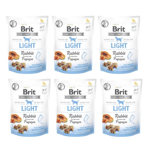 BRIT LIGHT funkčná maškrta pre psov Králik s papája 150g