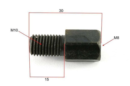 Zrkadlová redukcia, vnútorný závit P8 / vonkajší L10, 2 ks.
