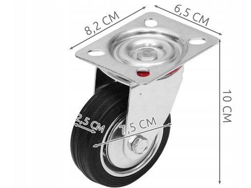 OTOČNÉ GUMOVÉ KOLIESKO PRE NÁBYTOKOVÝ VOZÍK PRIEMYSELNÝ VOLANT 75mm KOLIESKO