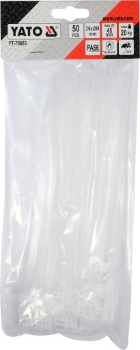 BIELE PLASTOVÉ KABELOVÉ SPOJKY 7,6X200mm 50 ks. YATO TITULY