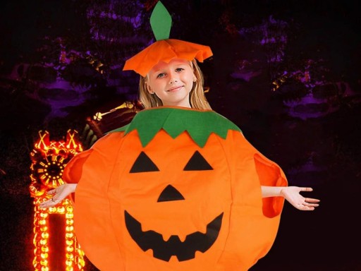 Kostým Halloween tekvica pre deti Veľkosť S Plsť 80-110 cm HAL-039