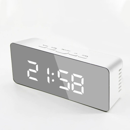 BUDÍK ELEKTRONICKÉ HODINY TEPLOMER ZRKADLO LED