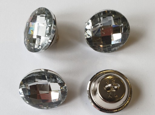 Kryštálový poťahový gombík s očkom 20 mm, plochý